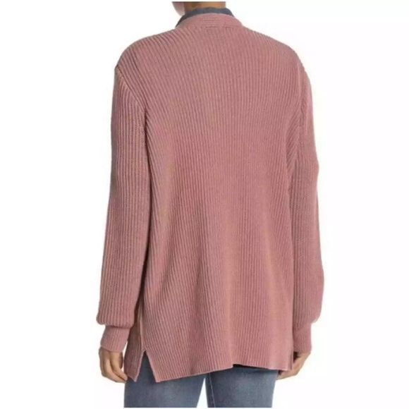 Madewell Nolan Ribbed Pocket Sweater Cardigan, Color Dried Petal Pink Size XXS - Picture 2 of 15